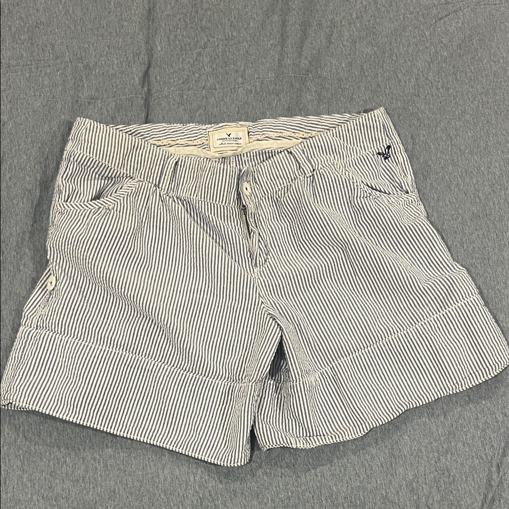 American Eagle Outfitters Navy and White Striped Shorts